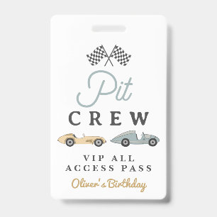 MAVERICK Race Car Verjaardagsfeestje Pit Crew VIP Badge