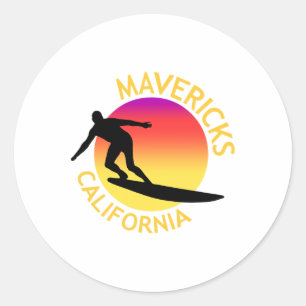 Mavericks surfen Californië vakantie Ronde Sticker