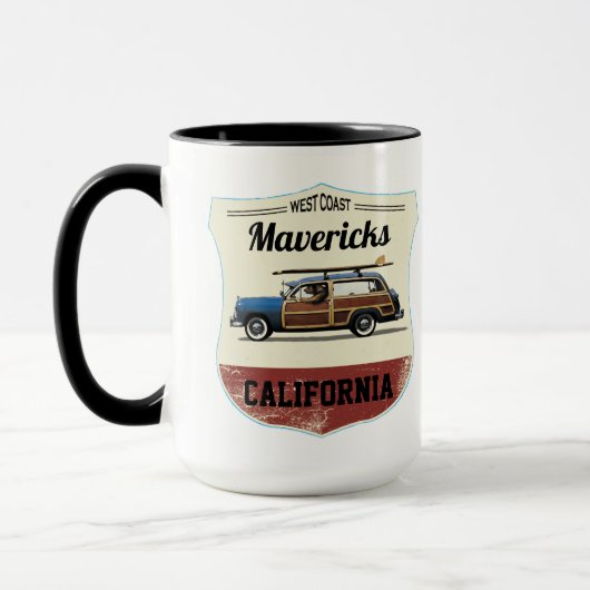  Mavericks Surfing Beach Woody Mug (Gauche)