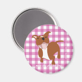 Max. | Aimant rond rose En vichy 2¼ pouces (Recto/Verso)