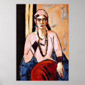 Max Beckmann schilderij, Quappi in Roze Poster (Voorkant)