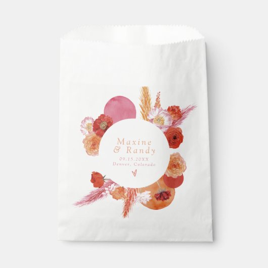 MAX Bold Fuchsia & Sinaasappel Bloemen Huwelijk Bedankzakje (Voorkant)