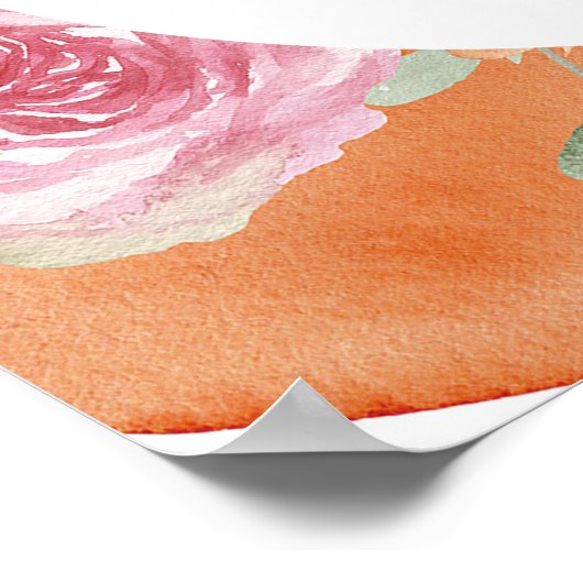 MAX Bold Fuchsia & Sinaasappel Bloemen Huwelijk We Poster (Hoek)