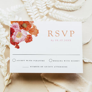 MAX Bold Fuchsia & Sinaasappel Bloemen RSVP Kaart