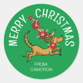 Max Christmas Poinsettia | Étiquette cadeau de Noë (Devant)