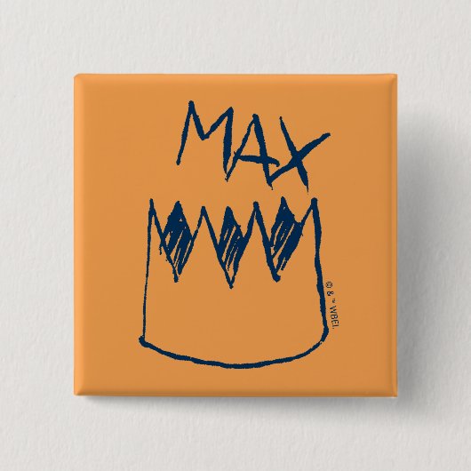Max & Crown Sketch Vierkante Button 5,1 Cm (Voorkant)