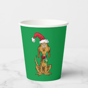 Max de hond met kerstmuts papieren bekers