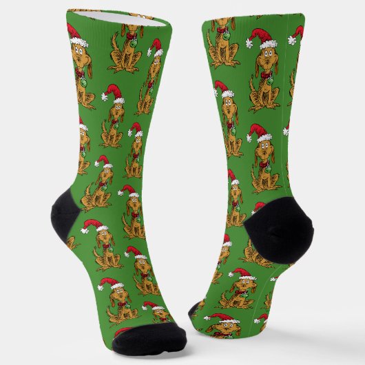 Max de hond met kerstmuts sokken (Gebogen)