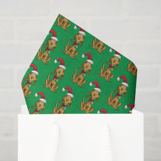 Max de hond met kerstmuts tissuepapier (Cadeauzakje)