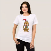 Max de hond met kerstmuts Tri-Blend shirt (Voorkant volledig)