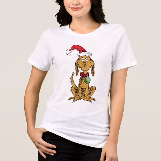 Max de hond met kerstmuts Tri-Blend shirt (Voorkant)