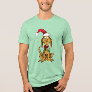Max de hond met kerstmuts Tri-Blend shirt