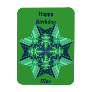 MAX groen blauw verjaardagskaart achthoekige ster Magneet
