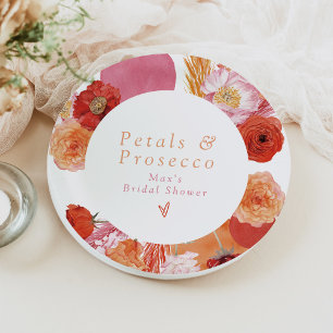 MAX Helder Bloemenkroon & Prosecco Bruiloftsfeest Papieren Bordje