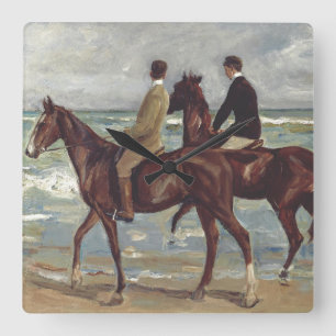 Max Liebermann: Twee ruiters op het strand Kunst Vierkante Klok