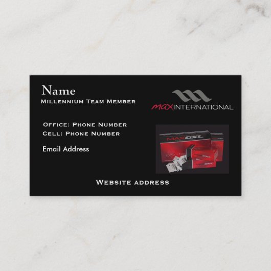 Max Millennium Team Visitekaartje (Voorkant)