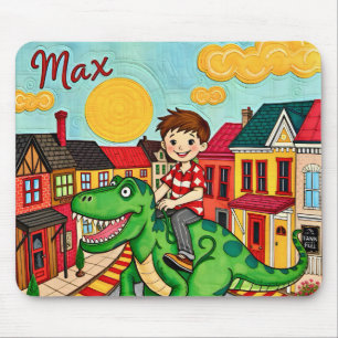 MAX ~ Rijden op een dinosaurus! ~ Mousepad Muismat