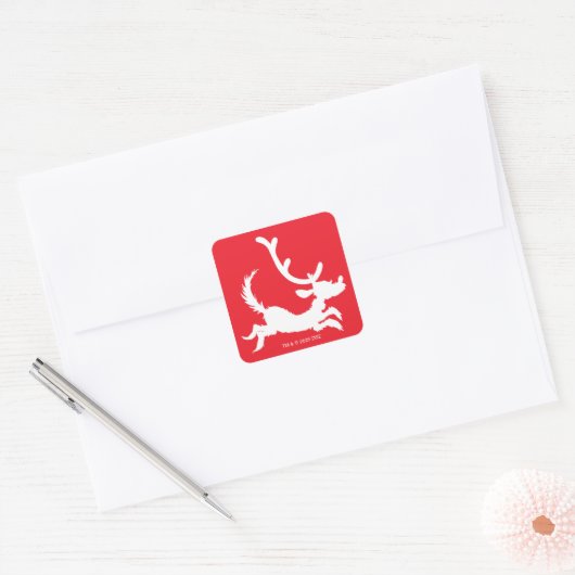 Max the Reindeer Silhouette Vierkante Sticker (Envelop)