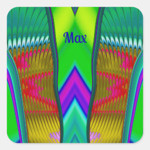 MAX ~ Veelkleurige 3D ~ Vierkante Sticker