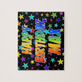 "MAX" voornaam, geun "HAPPY BIRTHDAY" Legpuzzel (Verticaal)