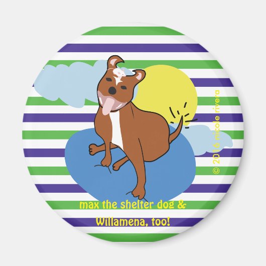 Max & Willamena | Gestreepte 2¼ inch ronde magneet (Voorkant)