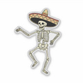 Maxican Dancing Skeleton met Sombrero Sticker (Voorkant)