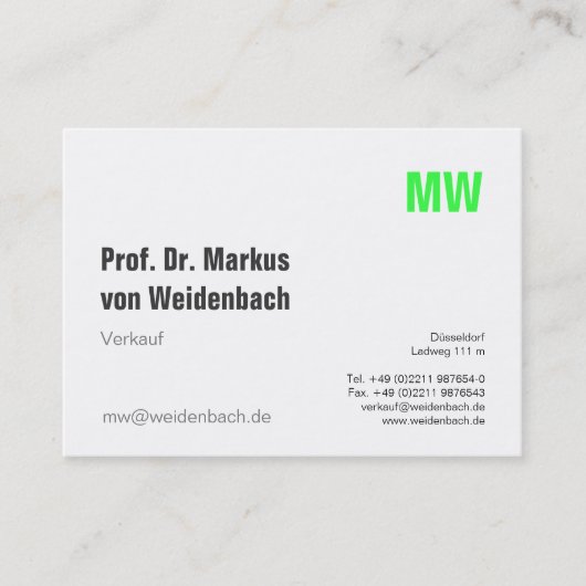 Maximal Elegant grün Visitekaartje (Voorkant)