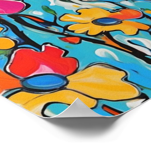 Maximalist Abstracte kleurrijke bloemenschilderij Poster (Hoek)