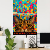 Maximalist Bathroom Wall Art, American Shorthair Poster (Thuiskantoor)