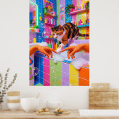 Maximalist Bathroom Wall Art, Calico Cat Poster (Keuken)