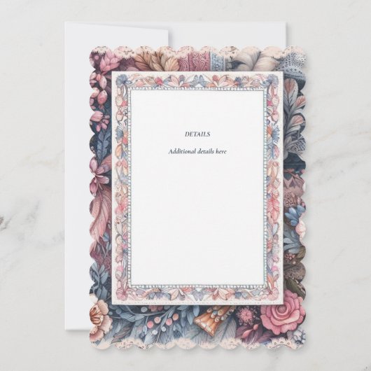 Maximalist Bewaar de datum Bloemen Scrapbook Kaart (Achterkant)