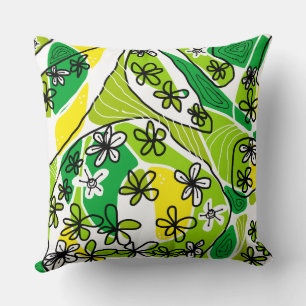 Maximalist Bloemenneuro Art - Groen Geel Wit Kussen