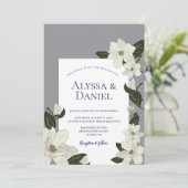 Maximalist Blooms Bold Magnolia Wedding Kaart (Staand voorkant)