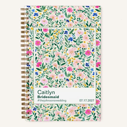 Maximalist Bridesmaid Wildflower Floral Pattern Notitieboek (Voorkant)