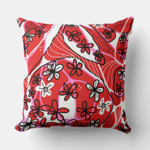 Maximalist Floral Neuro Art - Rood Roze Kussen