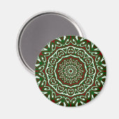  Maximalist Groovy Christmas Mandala Patter Magneet (Voorkant / Achterkant)
