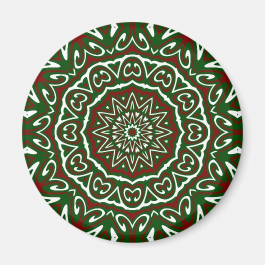 Maximalist Groovy Christmas Mandala Patter Magneet (Voorkant)