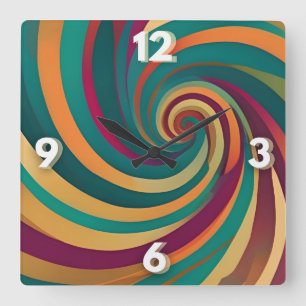 Maximalist Jewel Spiral Swirl Design Statement Vierkante Klok