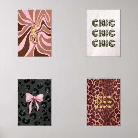 Maximalist Leopard Print Wall Art – 4-delig vet & Muurkunst Sets (Voorkant)