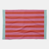Maximalist Pink & Red Stripe with Turquoise Border Theedoek (Horizontaal)