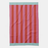 Maximalist Pink & Red Stripe with Turquoise Border Theedoek (Verticaal)