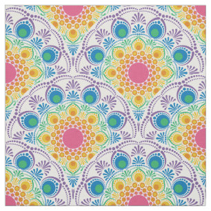 Maximalist Rainbow Floral Fountain Art Deco Scales Stof