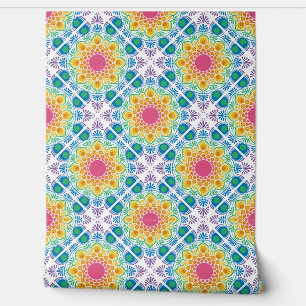 Maximalist Rainbow Floral Fountain Diamond Tegel Behang