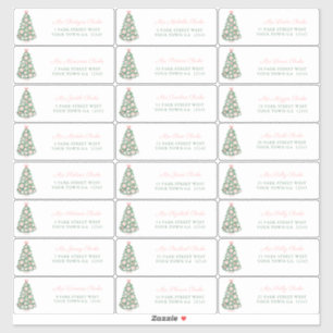 Maximalist Roze Baubles Feestdagen Kaarten Adres Sticker