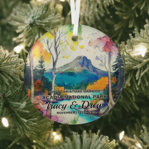 Maximalist van Christmas Acadia National Park getr Glas Ornament