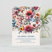 Maximaliste Invitations Mariage Floral Thème OR (Debout devant)