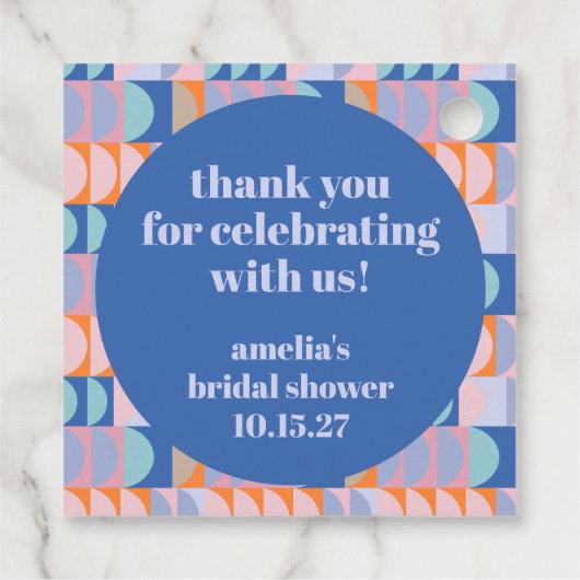 Maximalistisch blauw Paarse aangepaste Vrijgezelle Bedankjes Labels (Achterkant)