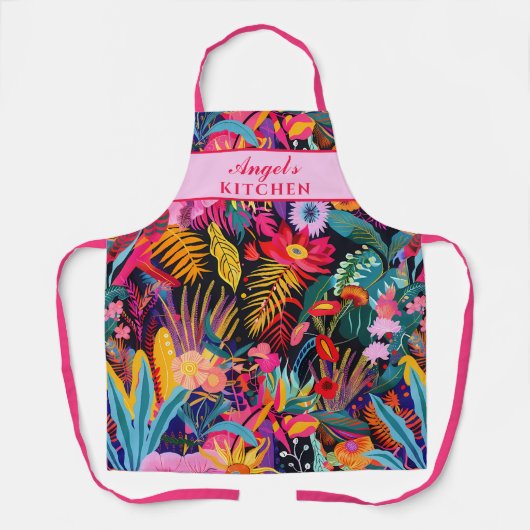 Maximalistisch tropisch bloemig Oerwoud Schort (Voorkant)