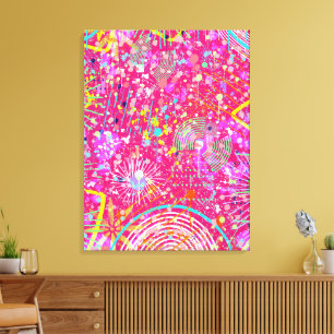 Maximalistische abstracte kunst: de snoepwinkel canvas afdruk