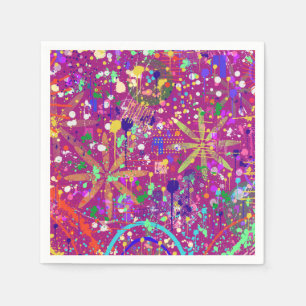 Maximalistische abstracte kunst in felle kleuren servet